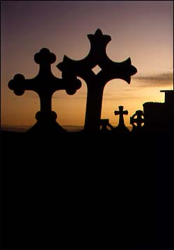 Sunset in Kilmaley with crosses.